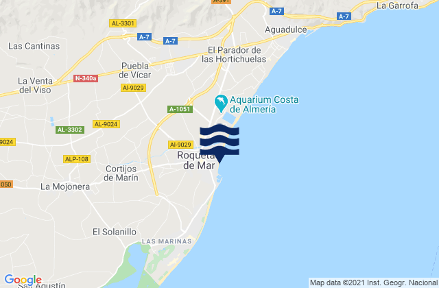 Mappa delle Getijden in Roquetas de Mar, Spain