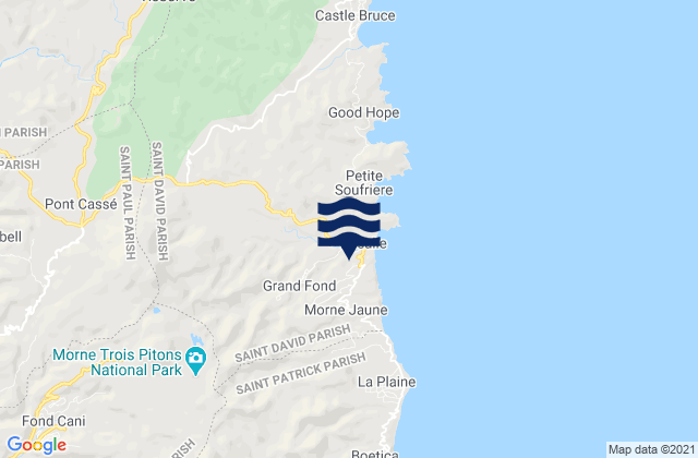 Mappa delle Getijden in Rosalie, Dominica