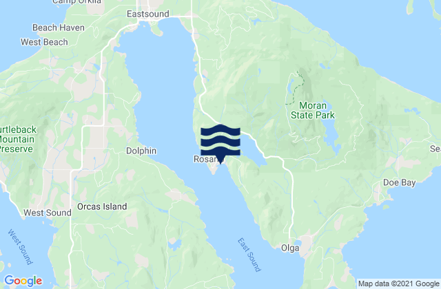 Mappa delle Getijden in Rosario East Sound Orcas Island, United States