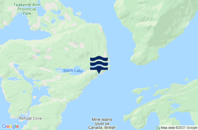 Mappa delle Getijden in Roscoe Bay, Canada