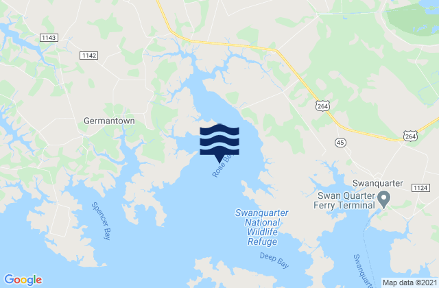 Mappa delle Getijden in Rose Bay, United States