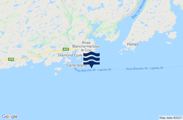 Mappa delle Getijden in Rose Blanche Harbour, Canada
