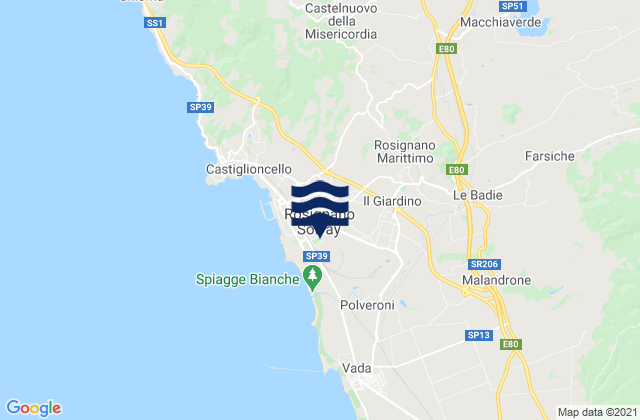 Mappa delle Getijden in Rosignano Marittimo, Italy