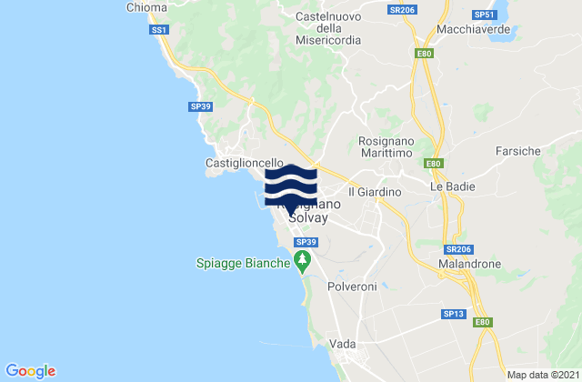 Mappa delle Getijden in Rosignano Solvay-Castiglioncello, Italy