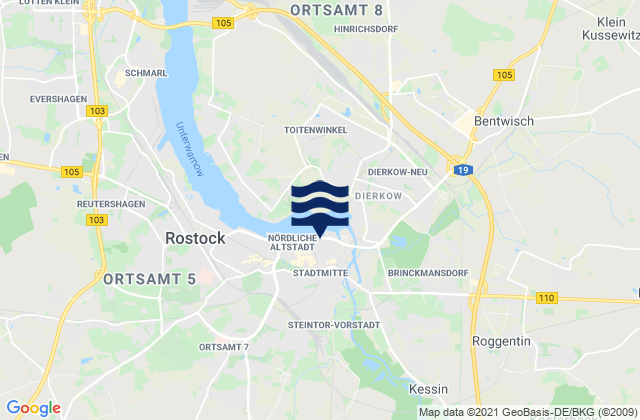 Mappa delle Getijden in Rostock, Germany