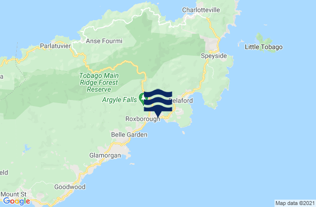 Mappa delle Getijden in Roxborough, Trinidad and Tobago