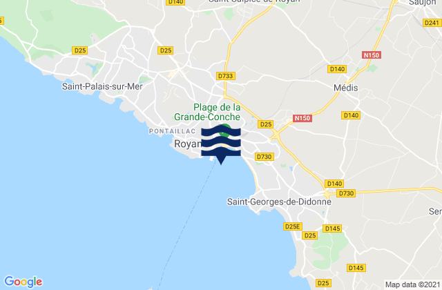 Mappa delle Getijden in Royan (Gironde River), France