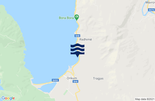 Mappa delle Getijden in Rrethi i Vlorës, Albania