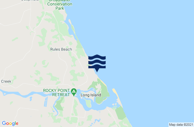 Mappa delle Getijden in Rules Beach, Australia