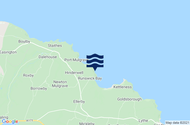 Mappa delle Getijden in Runswick Bay, United Kingdom