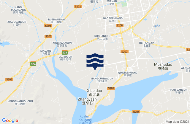 Mappa delle Getijden in Rushankou, China