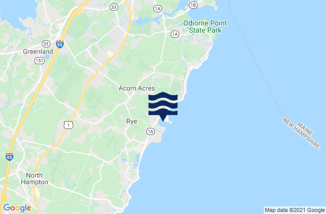 Mappa delle Getijden in Rye Harbor, United States