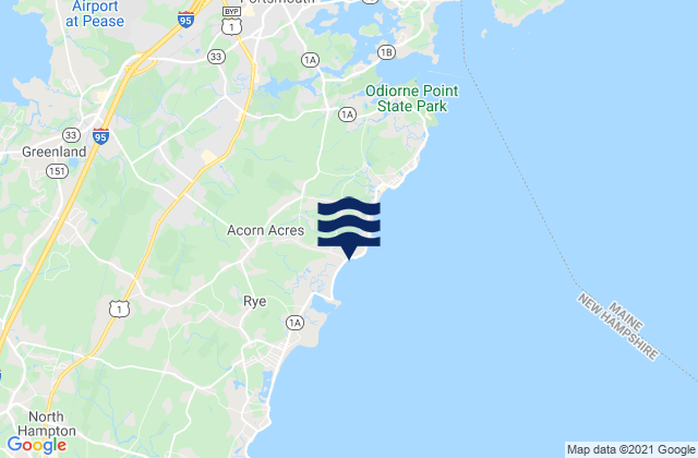 Mappa delle Getijden in Rye North Beach Rye, United States