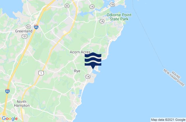 Mappa delle Getijden in Rye, United States