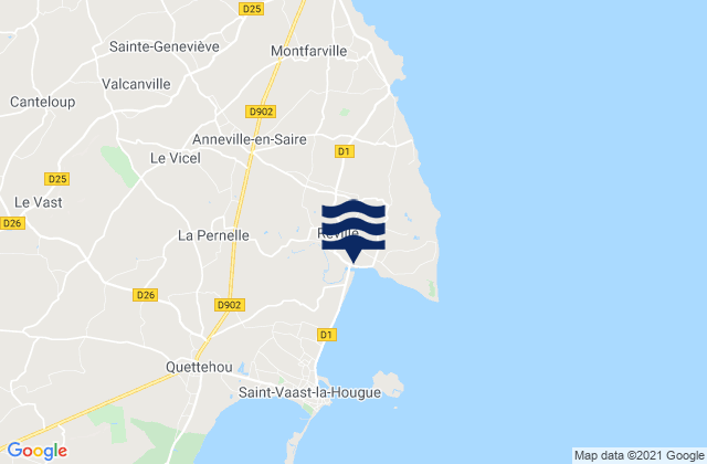 Mappa delle Getijden in Réville, France