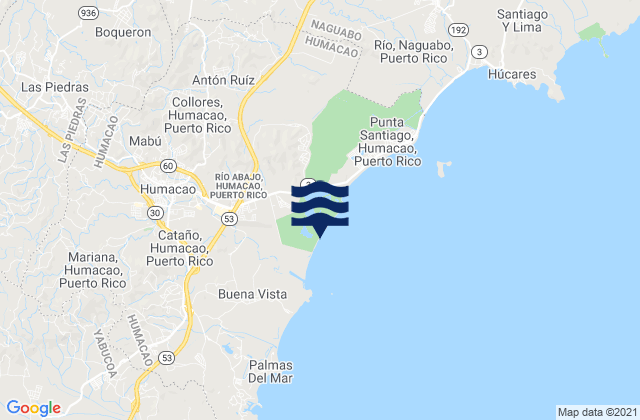 Mappa delle Getijden in Río Abajo Barrio, Puerto Rico