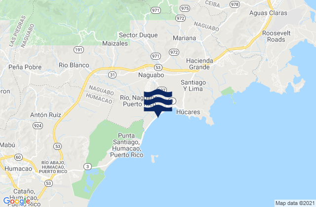 Mappa delle Getijden in Río Blanco Barrio, Puerto Rico