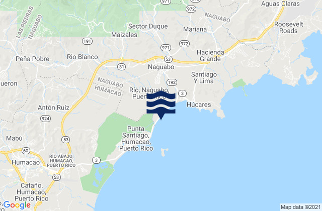 Mappa delle Getijden in Río Blanco, Puerto Rico