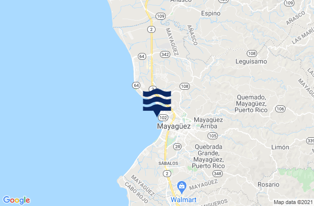 Mappa delle Getijden in Río Cañas Abajo Barrio, Puerto Rico