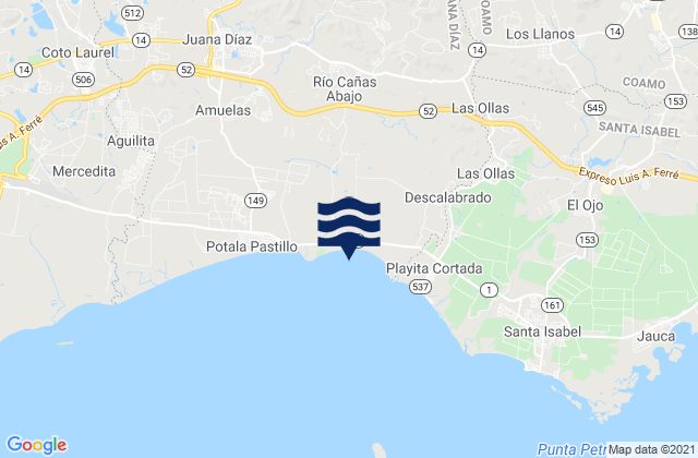 Mappa delle Getijden in Río Cañas Abajo, Puerto Rico