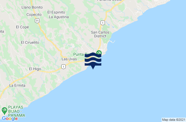 Mappa delle Getijden in Río Mar, Panama