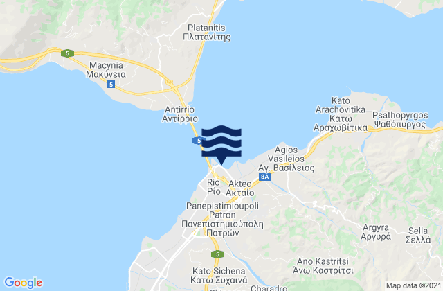 Mappa delle Getijden in Río, Greece