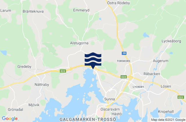 Mappa delle Getijden in Rödeby, Sweden
