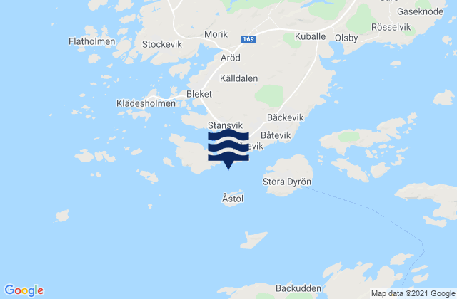 Mappa delle Getijden in Rönnäng, Sweden