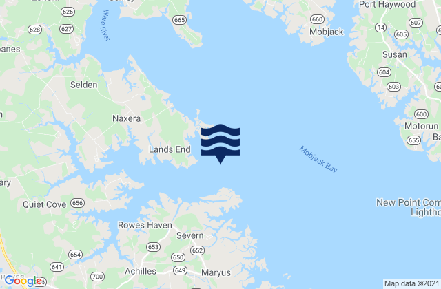 Mappa delle Getijden in SW Branch, Severn River, Mobjack Bay, United States