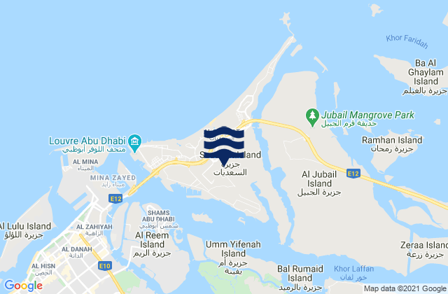Mappa delle Getijden in Saadiyat Island, United Arab Emirates