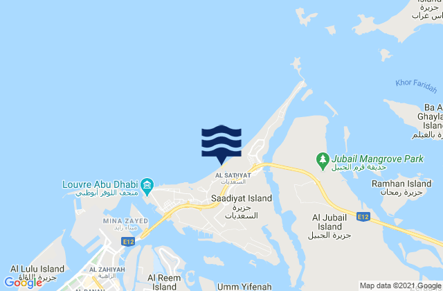 Mappa delle Getijden in Saadiyat Public Beach, United Arab Emirates