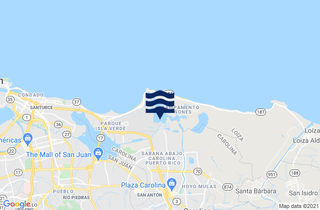 Mappa delle Getijden in Sabana Abajo Barrio, Puerto Rico
