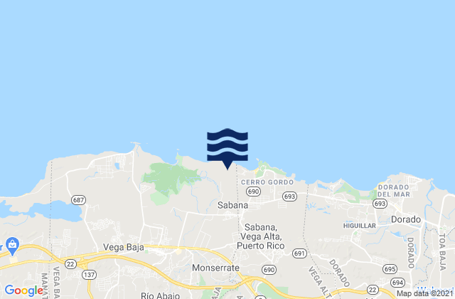Mappa delle Getijden in Sabana, Puerto Rico