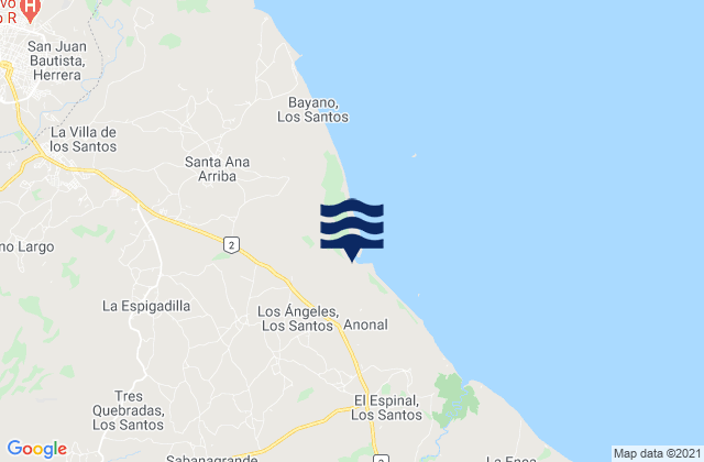 Mappa delle Getijden in Sabana Grande, Panama