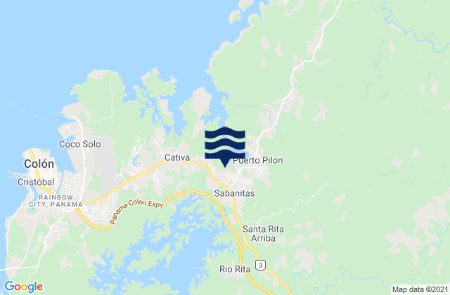 Mappa delle Getijden in Sabanitas, Panama