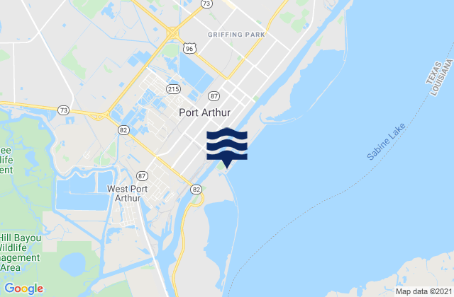 Mappa delle Getijden in Sabine (offshore), United States