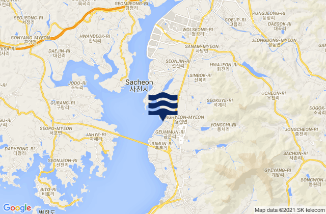 Mappa delle Getijden in Sacheon-si, South Korea