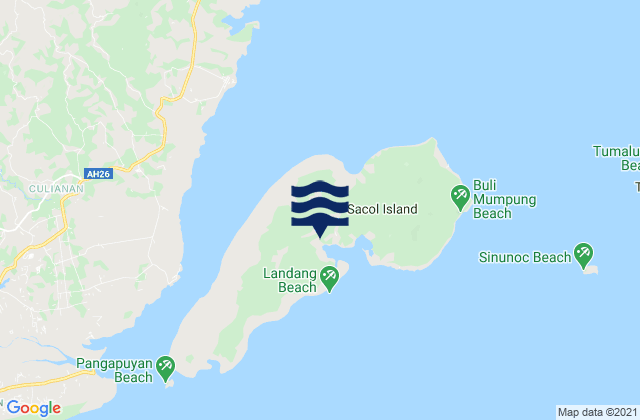 Mappa delle Getijden in Sacol Island, Philippines
