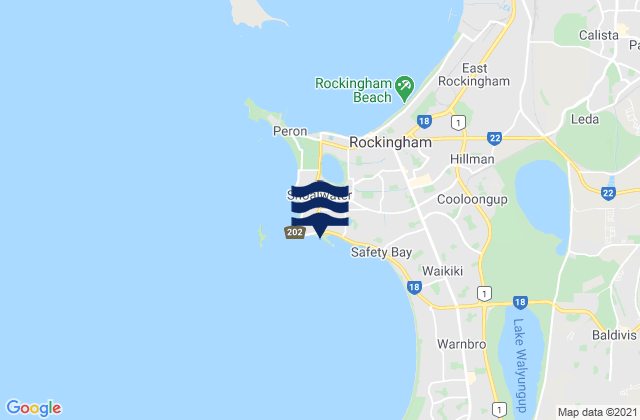 Mappa delle Getijden in Safety Bay, Australia