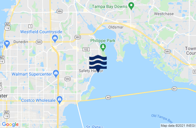 Mappa delle Getijden in Safety Harbor (Old Tampa Bay), United States