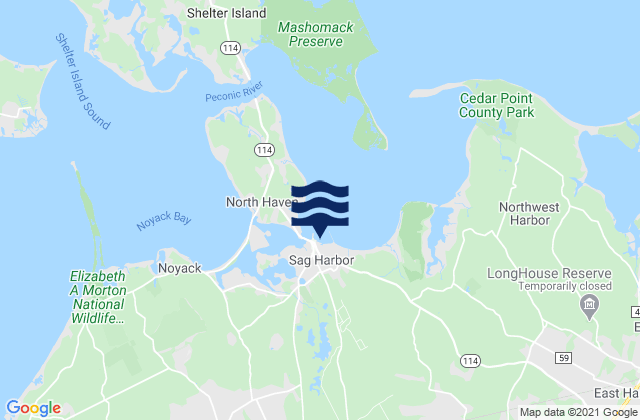 Mappa delle Getijden in Sag Harbor, United States