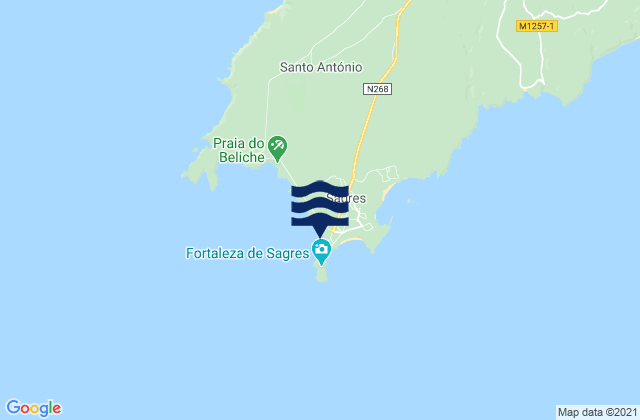Mappa delle Getijden in Sagres (Tonel), Portugal