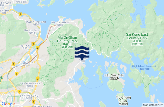 Mappa delle Getijden in Sai Kung District, Hong Kong