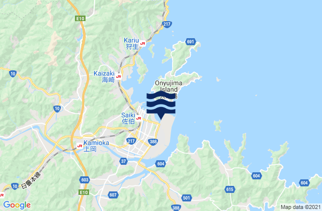 Mappa delle Getijden in Saiki-Nagasima, Japan