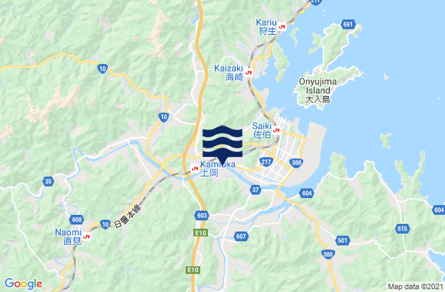 Mappa delle Getijden in Saiki-shi, Japan