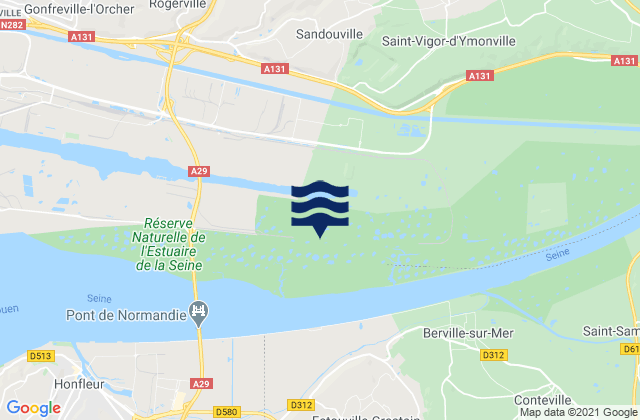 Mappa delle Getijden in Saint-Aubin-Routot, France
