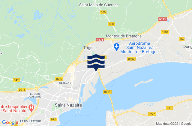 Mappa delle Getijden in Saint-Malo-de-Guersac, France
