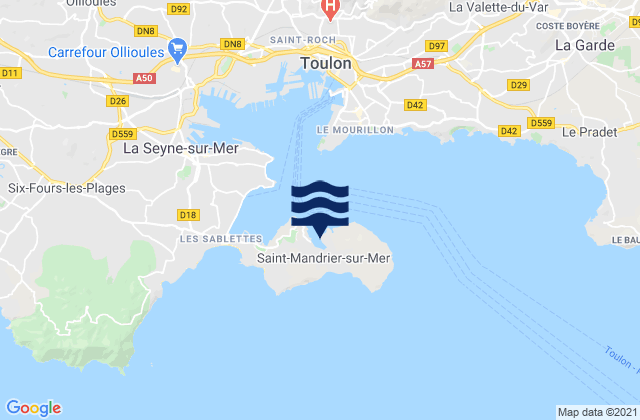 Mappa delle Getijden in Saint-Mandrier-sur-Mer, France