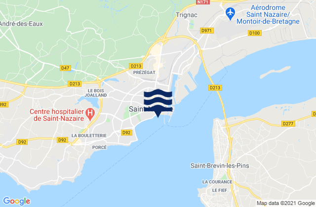 Mappa delle Getijden in Saint-Nazaire, France