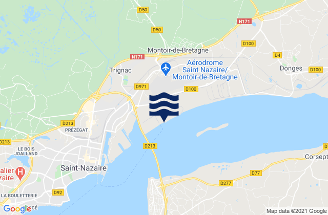 Mappa delle Getijden in Saint-Nazaire, Nantes Port, France